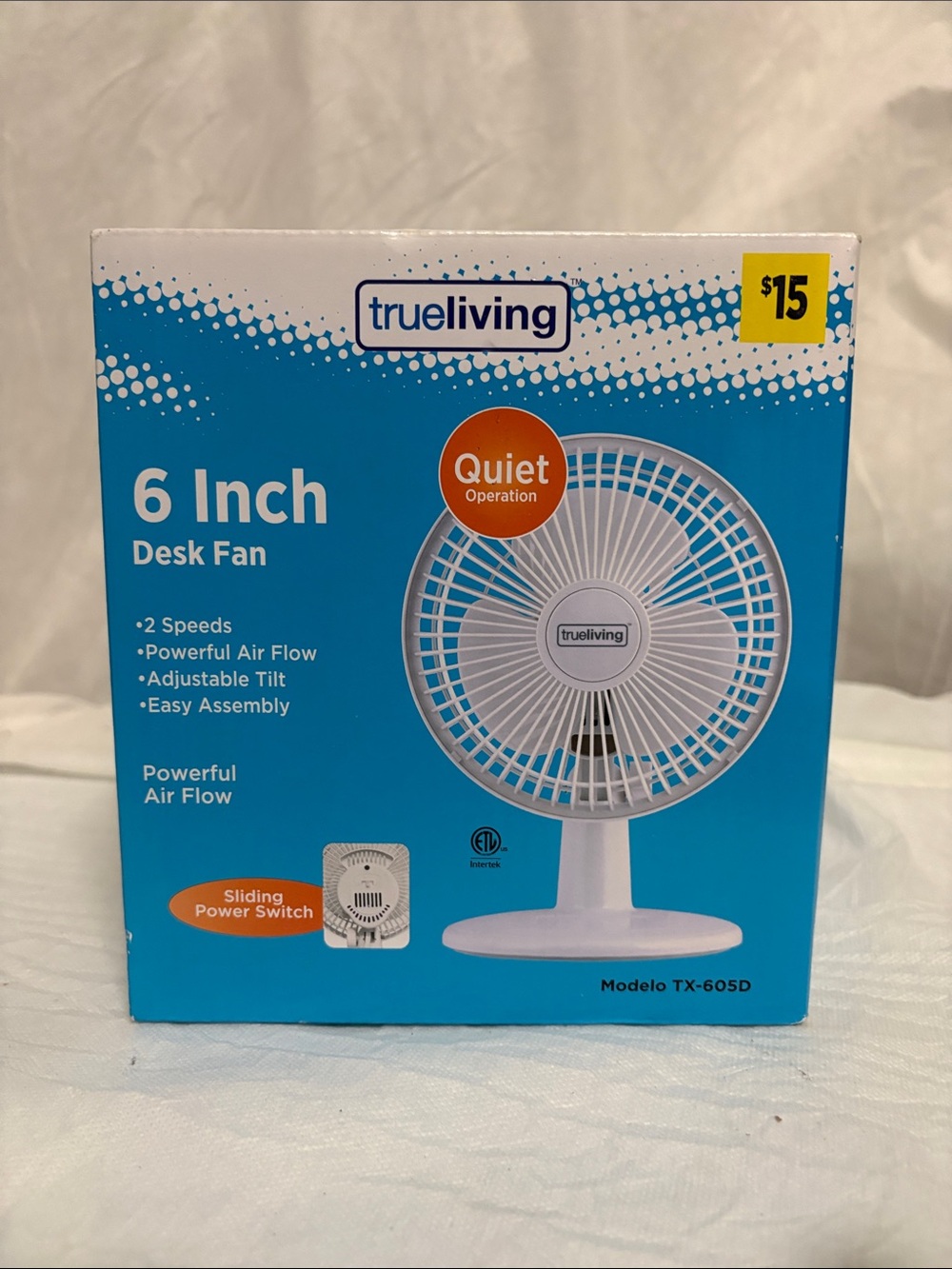 6-Inch White Desk Fan NIB